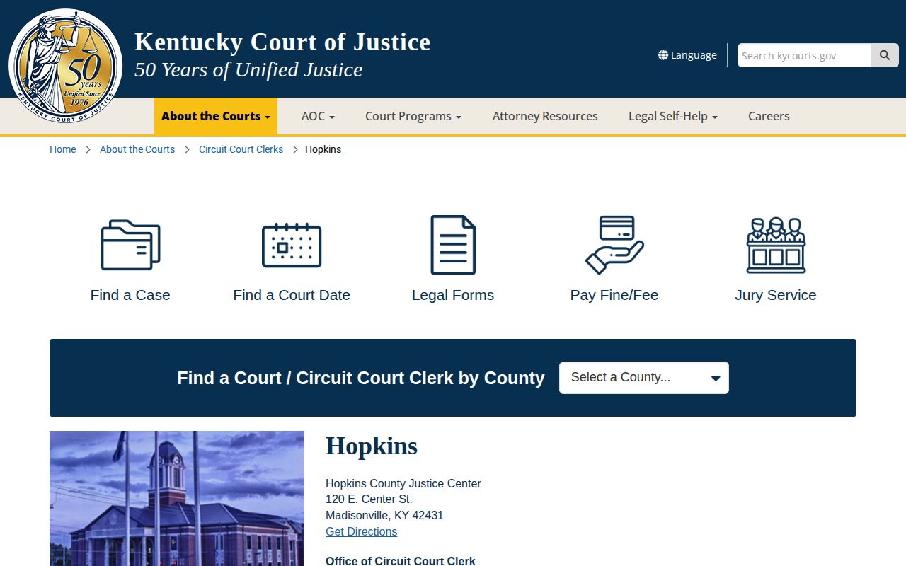 Hopkins County Court of Justice clerk and criminal division information