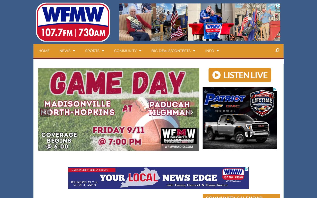 WFMW News Edge local Hopkins County news navigation